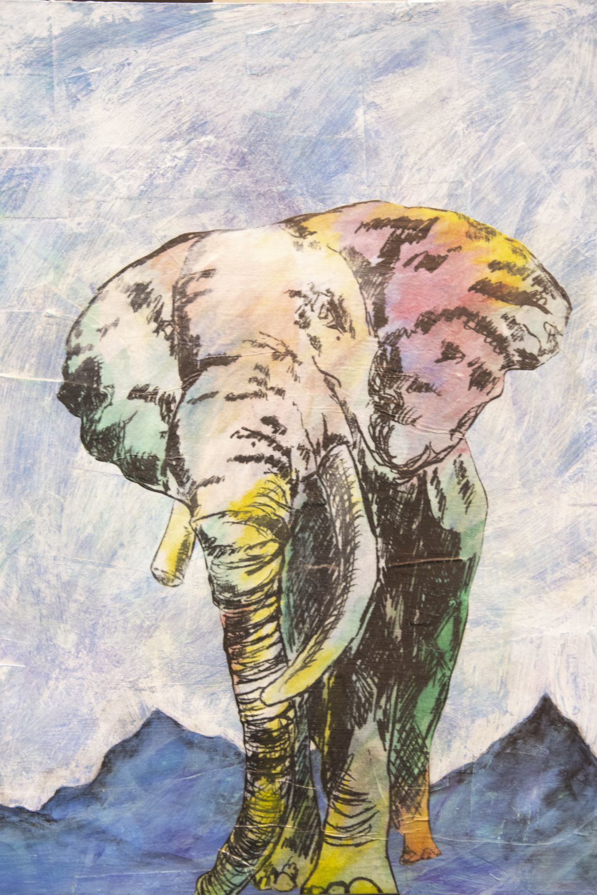 Original painting by a current scholarship recipient on reclaimed wood